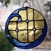 Starlight Wave Stained Glass Art Suncatcher made with Blue Water Glass Golden Baroque