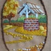 Vintage Crewel Needlepoint of Wishing Well dated 1979 on tan background by mailordervintage on etsy