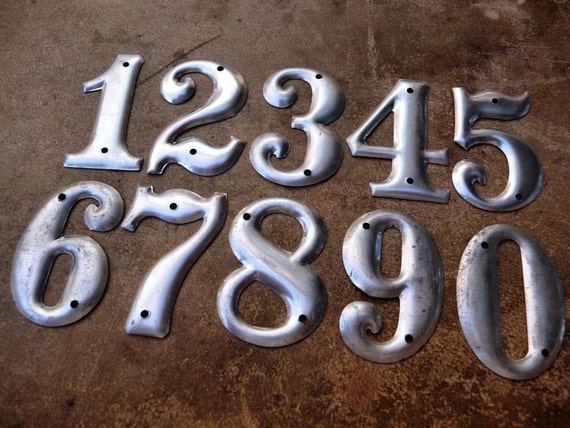 Aluminum Numbers house CreativeARTifacts Numbers Vintage by vintage Metal  metal numbers House