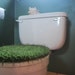 Hand Knit Moss Green Toilet Seat Cover with Drawstring that looks as if it grew right out of the Pacific Northwest
