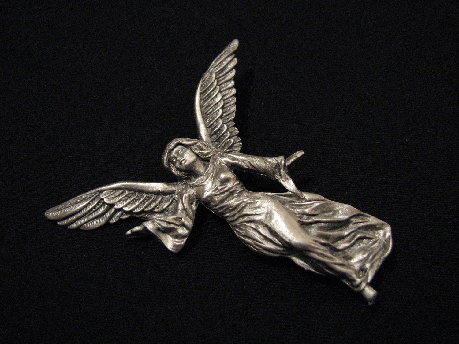 Vintage Spoontiques Silver Pewter Angel Pin Brooch