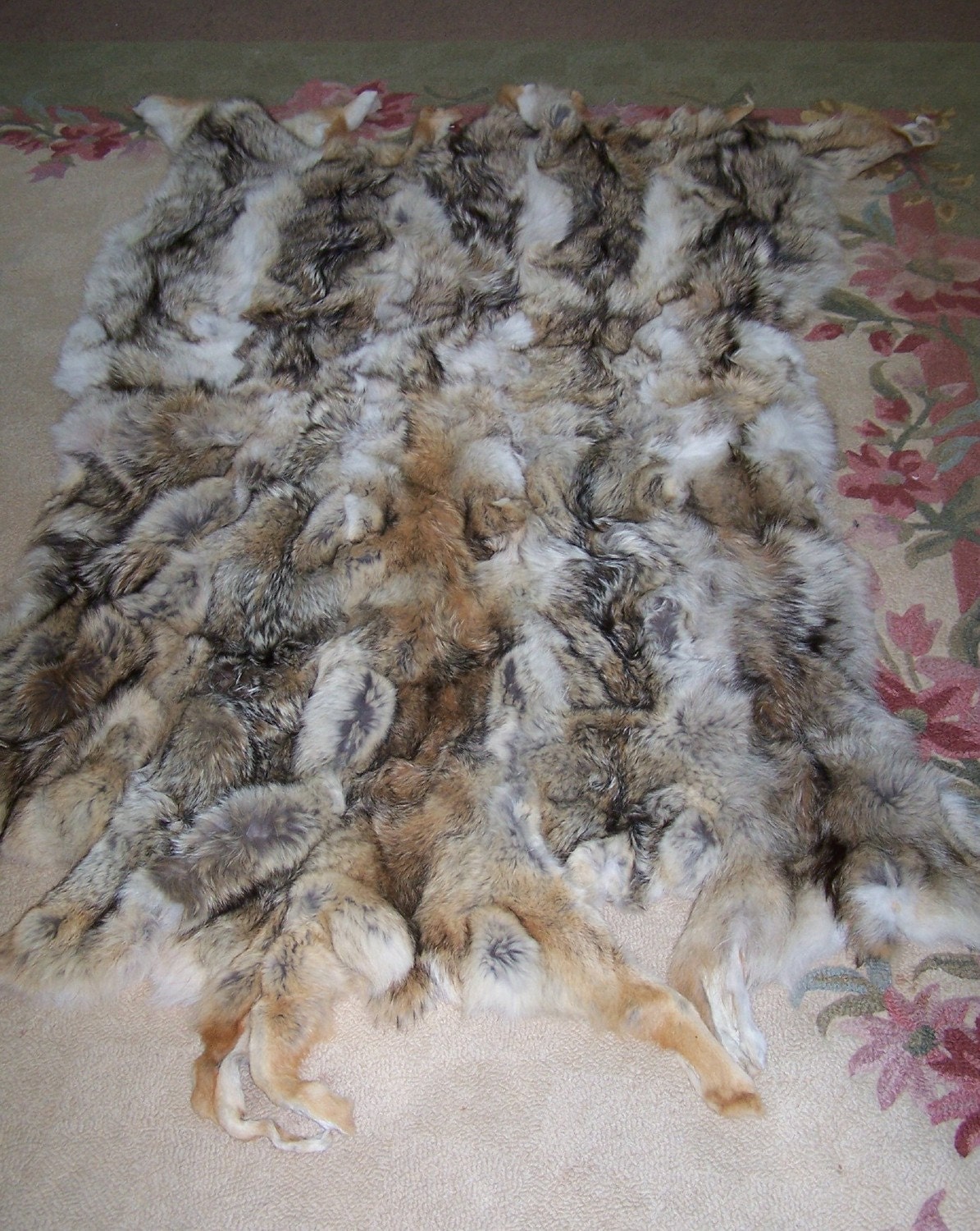 Coyote Blanket Throw Decor or Craft Project. Real Fur.
