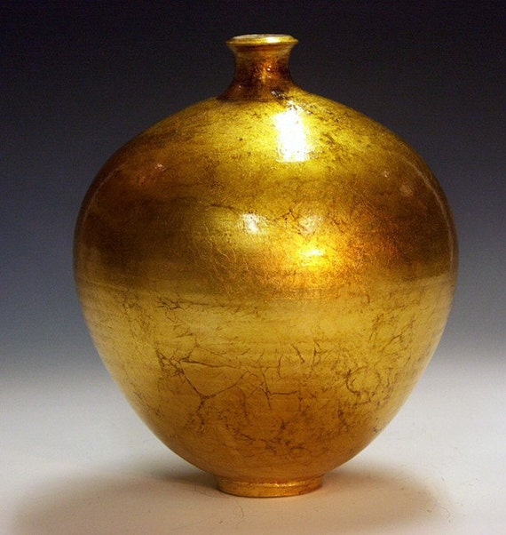 Gilded Porcelain Bottle Vase