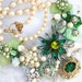40 PERCENT OFF SUMMER SALE - Your Majesty- Statement Bib Necklace with Handmade Rolled Satin Roses, Vintage Repurposed Brooches, Czech Pearls and Lucite