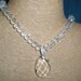 German GlassTeardrop Pendant Necklace with faceted glass clear crystals and free pair of earrings.