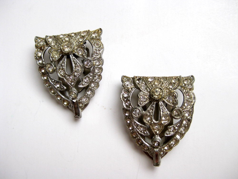 Vintage dress clips rhinestone