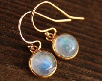 Petite Rainbow Moonstone Earrings - 14KT gold fill