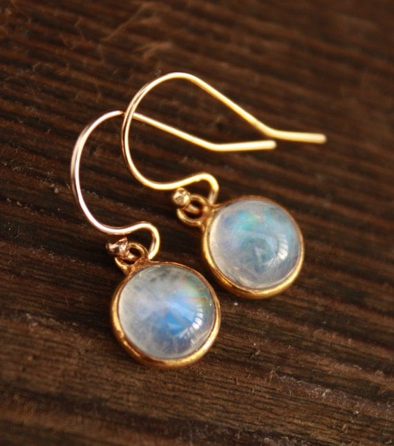 Petite Rainbow Moonstone Earrings 14KT gold fill