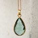 Teal Quartz Teardrop Necklace - Sage Green - Aqua