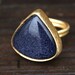 Midnight Blue Sunstone Ring - Teardrop Sunstone Ring - Adjustable Ring