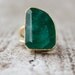 OOAK Gold Green Emerald Quartz - Adjustable Ring