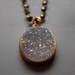 Agate Druzy Geode Slice Necklace - Oval Shape, Black Pyrite, Layering Necklace