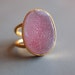 Rosy Pink Druzy Ring - Oval Stone Ring - Bold, Adjustable Ring