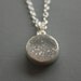 Soft Grey Agate Druzy Necklace - Silver - Round Pendant