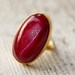 Red Druzy Ring - Oval Stone Ring - Cocktail Ring, Ruby, Cranberry
