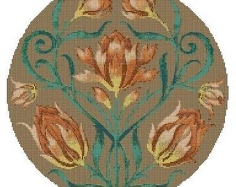 Circle of Tulips Cross Stitch E-Pattern