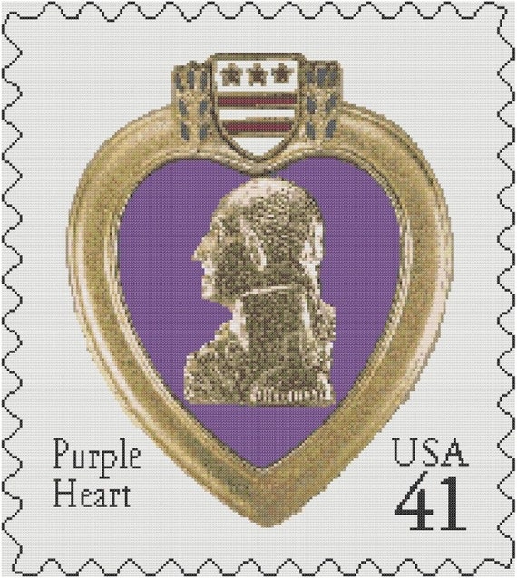 Purple Heart Stamp Cross Stitch Kit