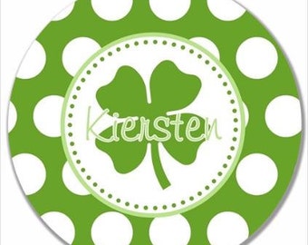 Personalized 10" Melamine Plate--St Patrick's Day Polka Dot