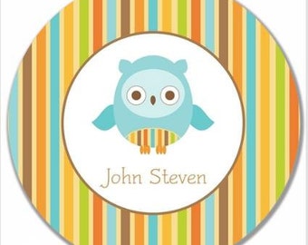 Personalized 10" Melamine Plate--Mod Owl Boy