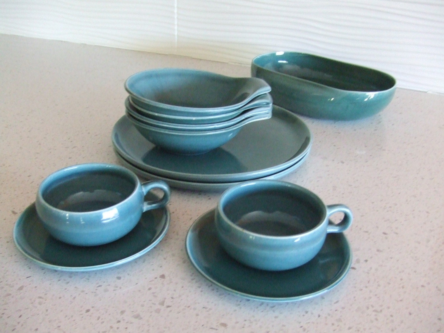 Vintage Russel Wright Dinnerware in Seafoam Color by vintagecargo