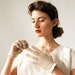 Vintage Crocheted Beige Gloves 1950s