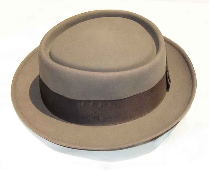 Vintage 50s Gray Felt Mens Fedora Rockabilly Pork Pie Hat Size