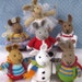 6 BUNNY PATTERNS - Winter in Bunnyland - knitted toy rabbits - Pdf email knitting pattern