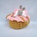 BABY BUNNY in a basket crib - knitted toy rabbit doll - PDF email knitting pattern