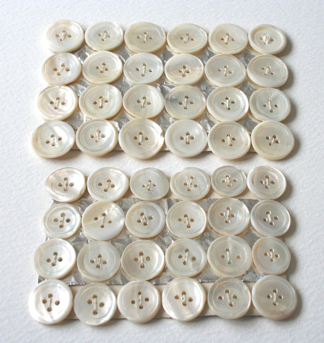 Vintage Mother Of Pearl Buttons 2 Full Cards 48 Buttons 