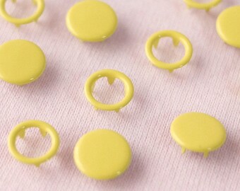50 sets, Bright Yellow (XM5) Capped and Open Prong Snap Button, Size 18L/17L (11.3/10 mm)