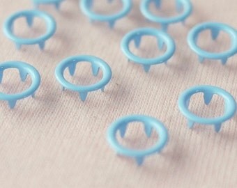 50 sets, Bright Sky Blue Open Prong Snap Button, Size 17L (10 mm)