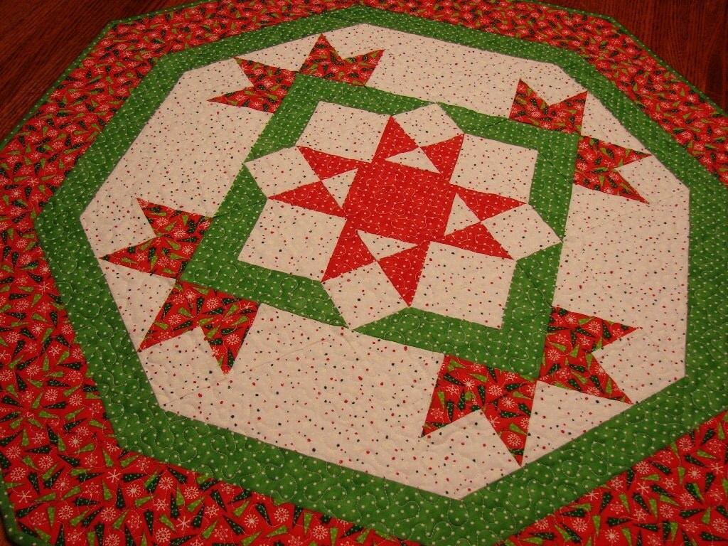 christmas table topper quilted trees and polka dots by christmas table topper quilted trees and polka dots by