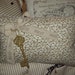 Shabby chic decorative Paris pillow key fabric handstamped muslin bow glittered key Paris tag OOH LA LA