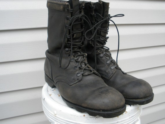 Vintage Black Leather Military Combat Boots Mens Size 11