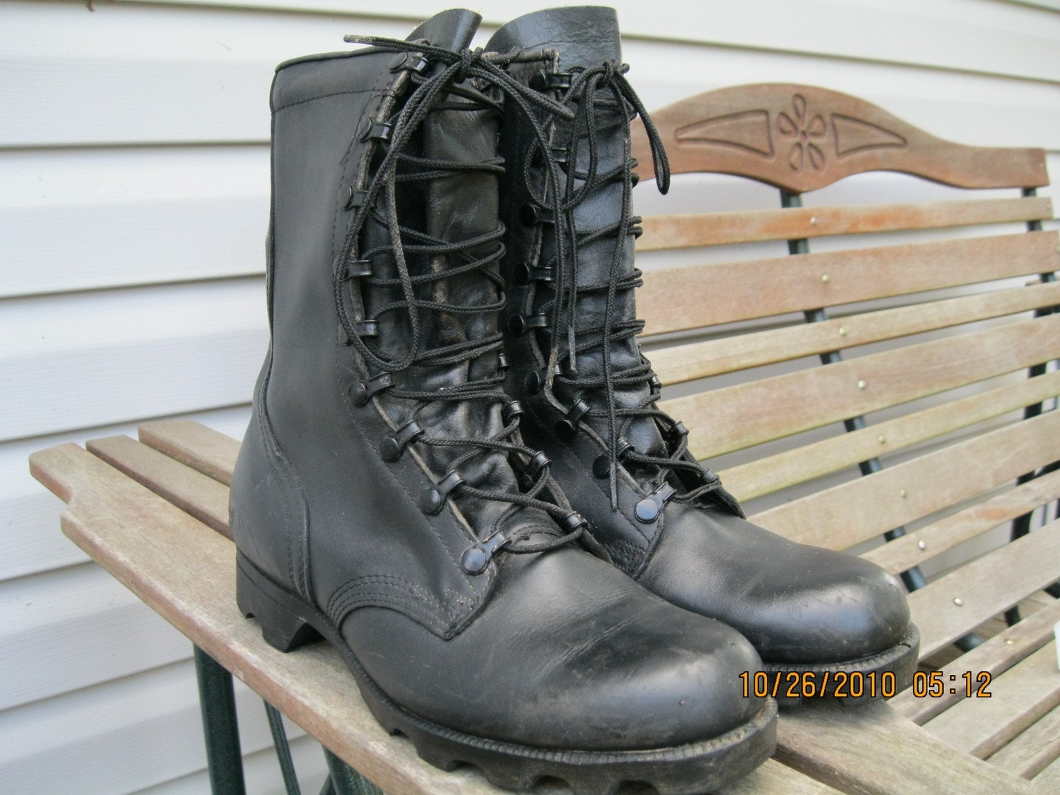 Vintage Black Leather Military Combat Boots Size 9 Men Size 10