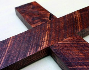 Wood Cross. Wooden Cross. Rustic Cross. Rustic Wooden Cross. Reclaimed Wood Cross. Dark Brown Cross. 11 w x 17 l. Dark Brown Finish.