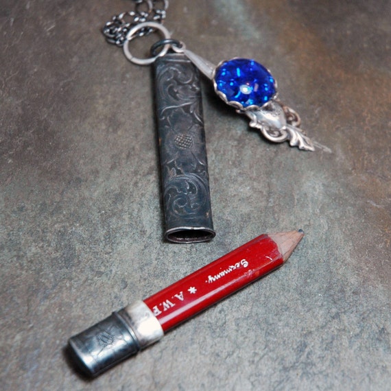 Sterling Silver Pencil Holder Necklace by earthfirestudios on Etsy