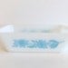 vintage Milk Glass Loaf Pan aqua floral design