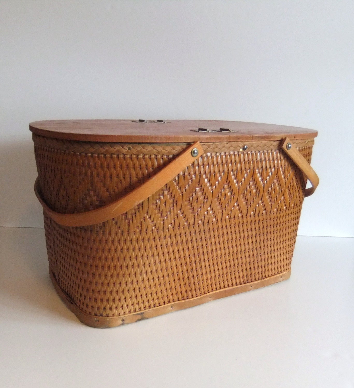 Vintage Picnic Basket RedMan Wicker Picnic Basket