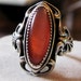 Vintage Sterling Silver and Deep Orange Chalcedony Gemstone Size 5 Hallmarked Ring