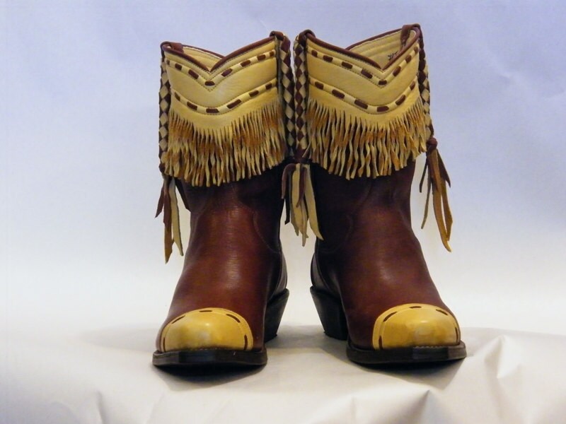 Reserved for Cheryl Buckskin Fringed Elkskin Boots by bootmaker