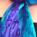 Hand Painted Silk Scarf in Sapphire, Aqua and Purple