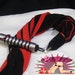 Metal Flogger Red Leather - Handturned Ribbed Aluminum handle