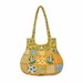 Summer Handbag Yellow Blue Gold Flowers Curvy Classy Purse Tote Everyday Bag