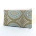Pale Blue / Tan Geometric Zippered Bag with Beaded Zipper Pull