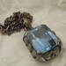 RESERVED for Diane Antique 800 SILVER Blue Glass Stone ROSE Pendant Necklace Free Shipping