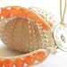 40% Off - Peach Czech Glass, Single Wrap Leather Bracelet, Mother of Pearl Button, Handmade by Studio Seventy Five