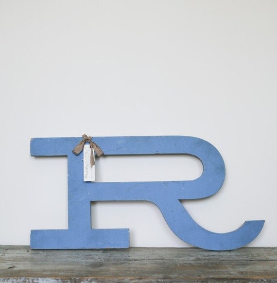 blue wooden letter
