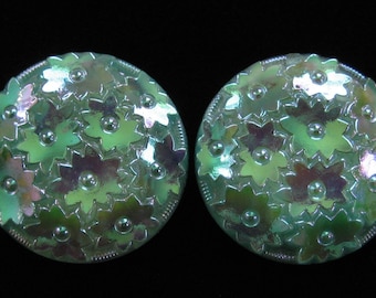 West German Molded Glass Irridescent Earrings