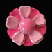 Pink Flower Power Enamel on Copper Brooch, Heart Petals